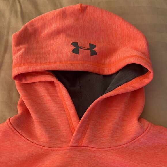 Under Armour Coldgear Hoodie Unisex Youth Large. Neon Orange. - Picture 4 of 8